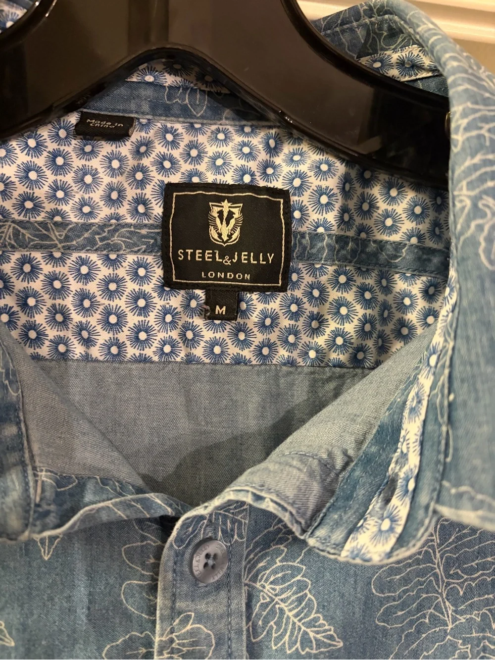 Steel & Jelly Blue Short-Sleeve Printed Button-Down Shirt - Men